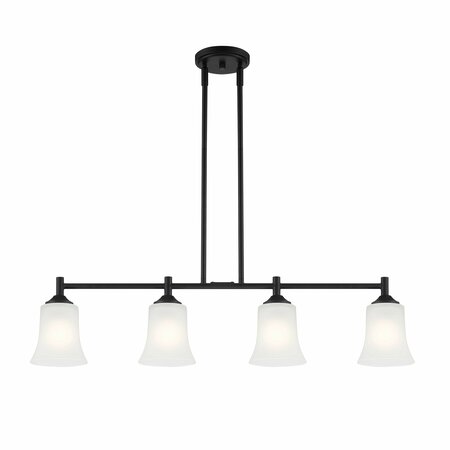 DESIGNERS FOUNTAIN Bronson 60 Watt 4 Light Matte Black Pendant with Frosted Glass Shade D278M-IS-MB